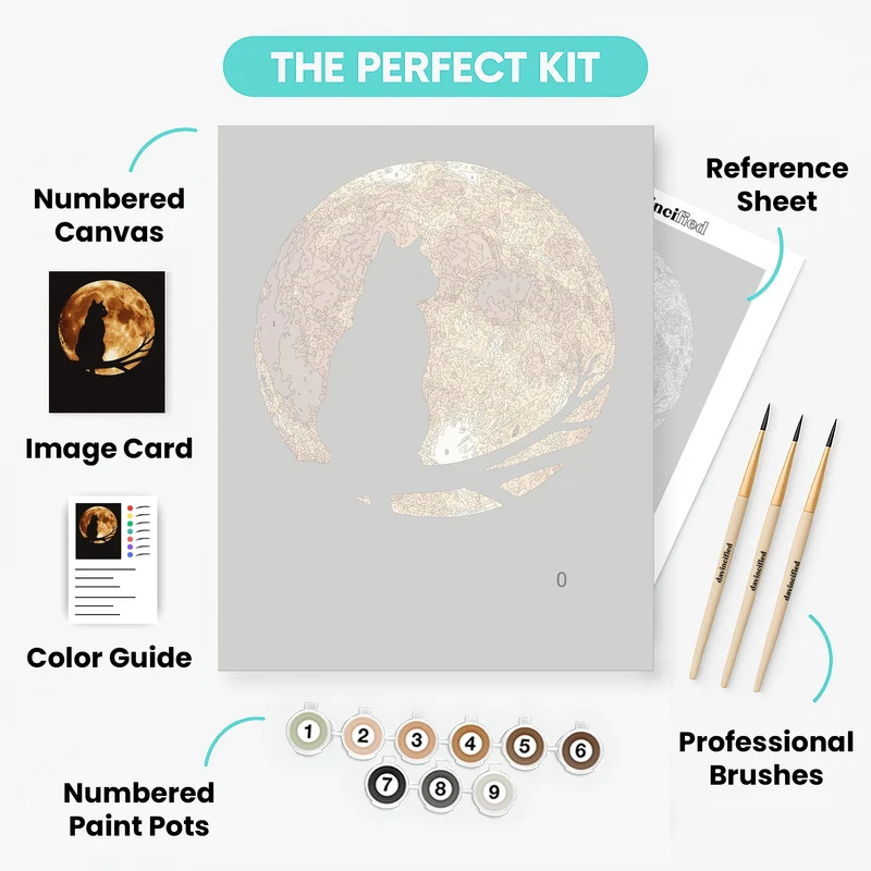 Moonlit Cat Silhouette - Paint by Numbers Kit