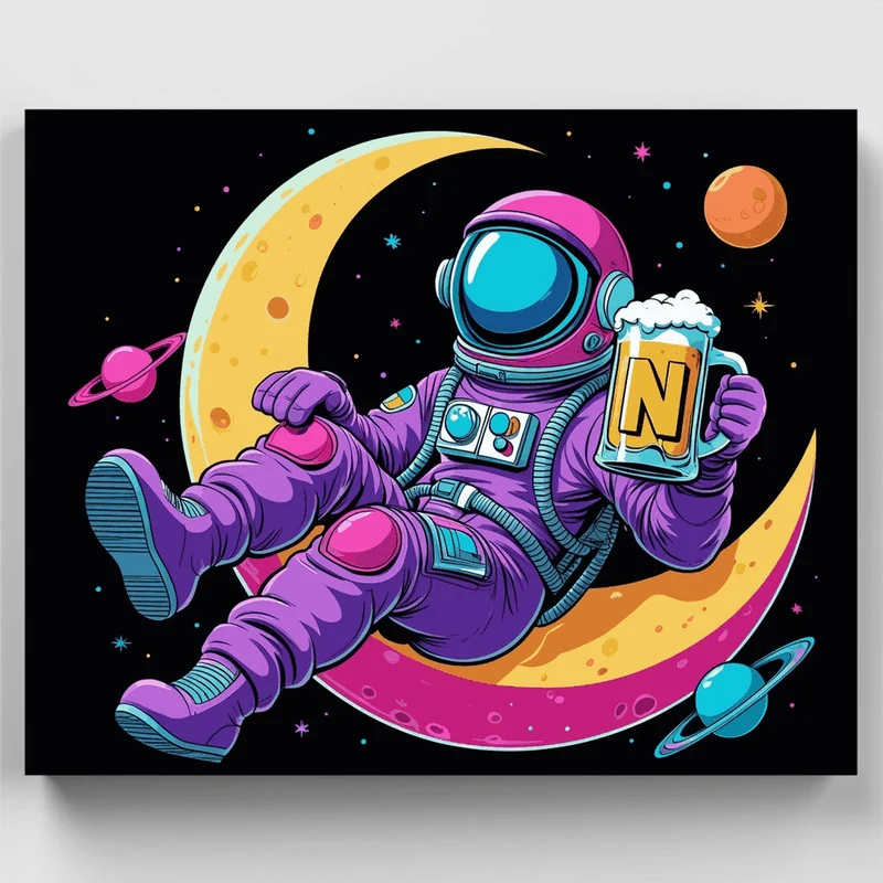 Cosmic Astronaut Relaxing on Moon - Paint by Numbers Kit