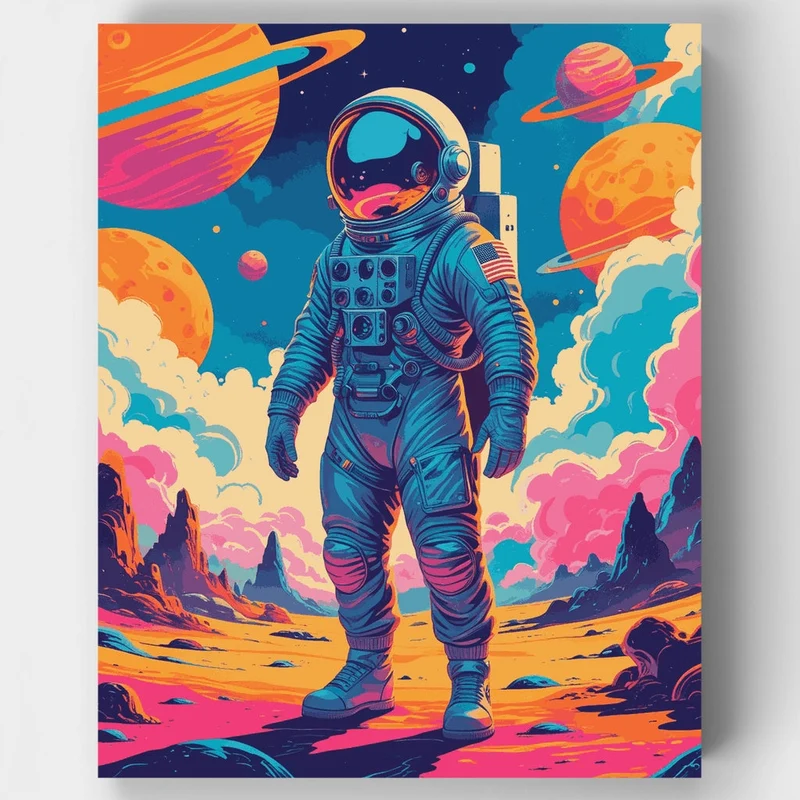 Cosmic Explorer on Alien Planet - Paint by Numbers Kit