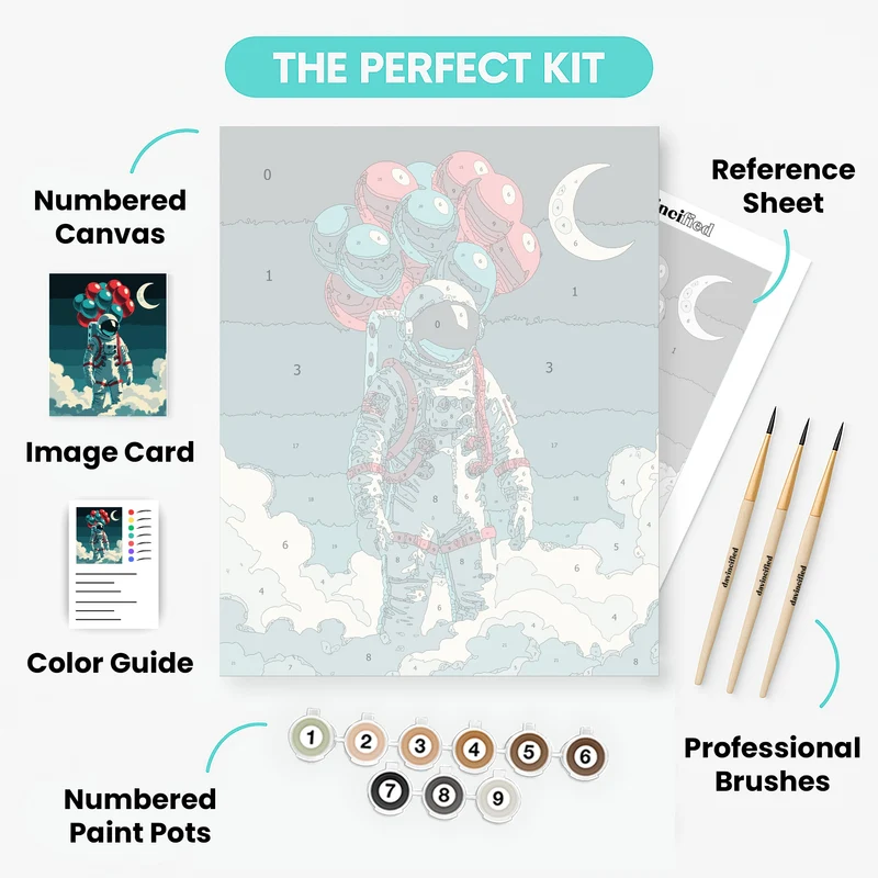 Astronaut with Balloons - Paint by Numbers Kit