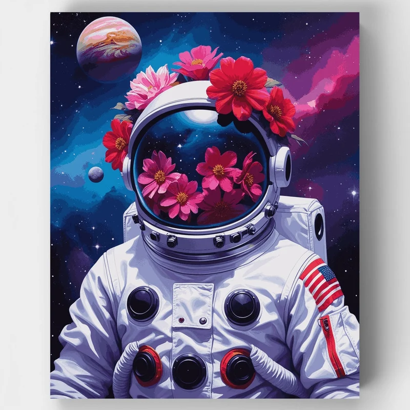 Cosmic Astronaut Flower Helmet - Paint by Numbers Kit