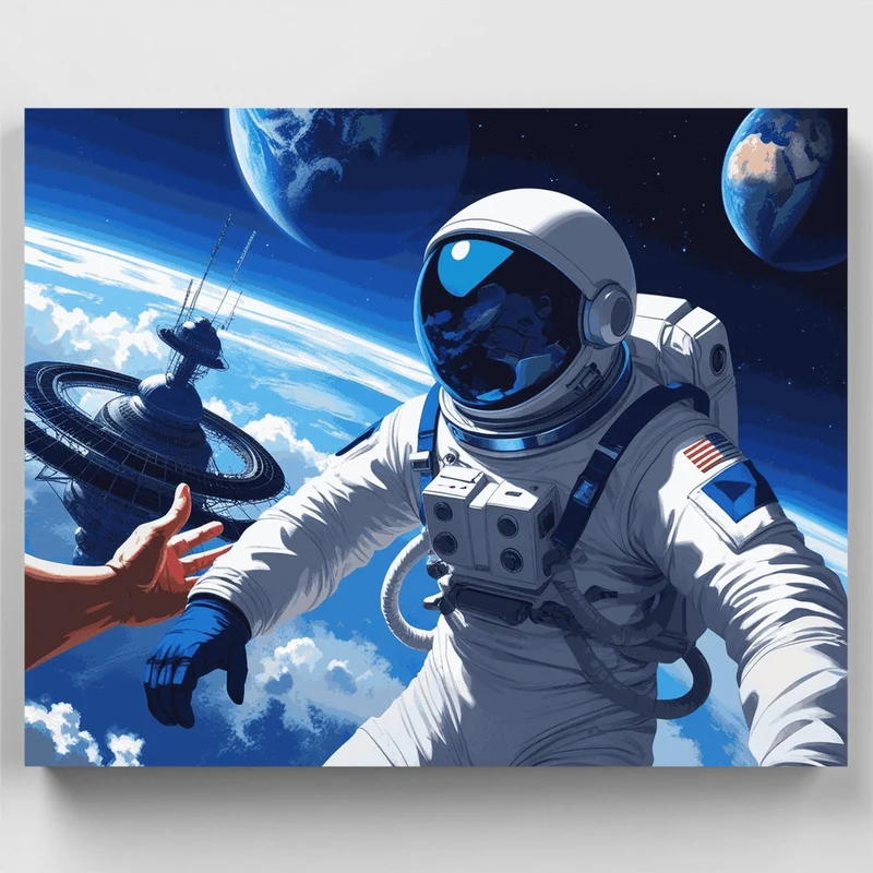 Astronaut Space Station Encounter - Paint by Numbers Kit