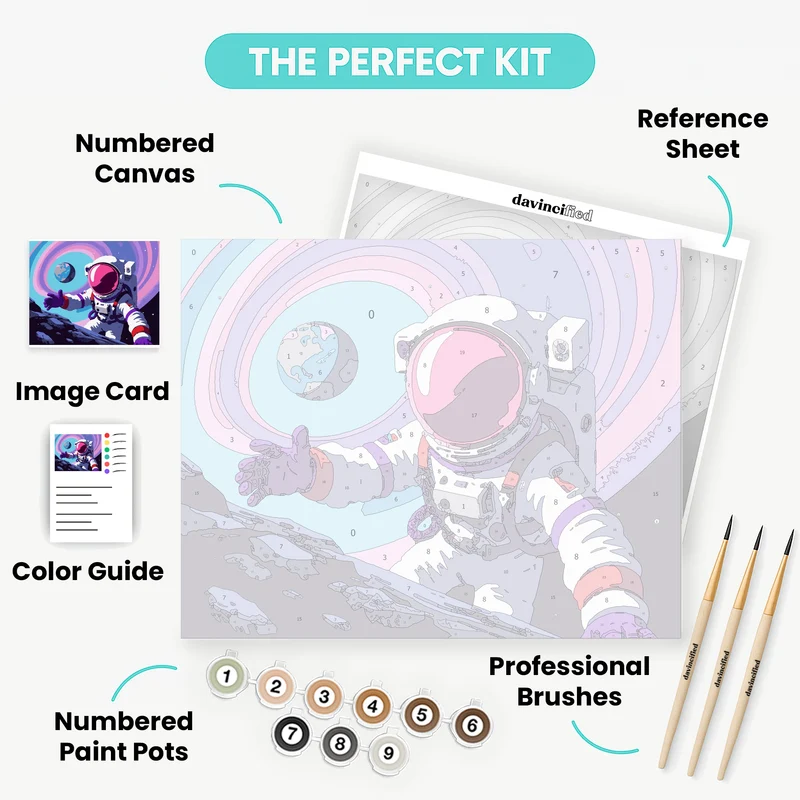 Cosmic Astronaut Reaching Earth - Paint by Numbers Kit