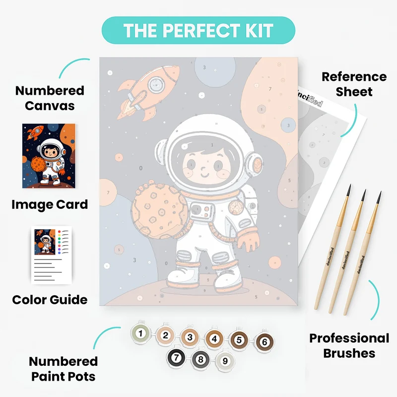 Cute Astronaut in Space - Paint by Numbers Kit