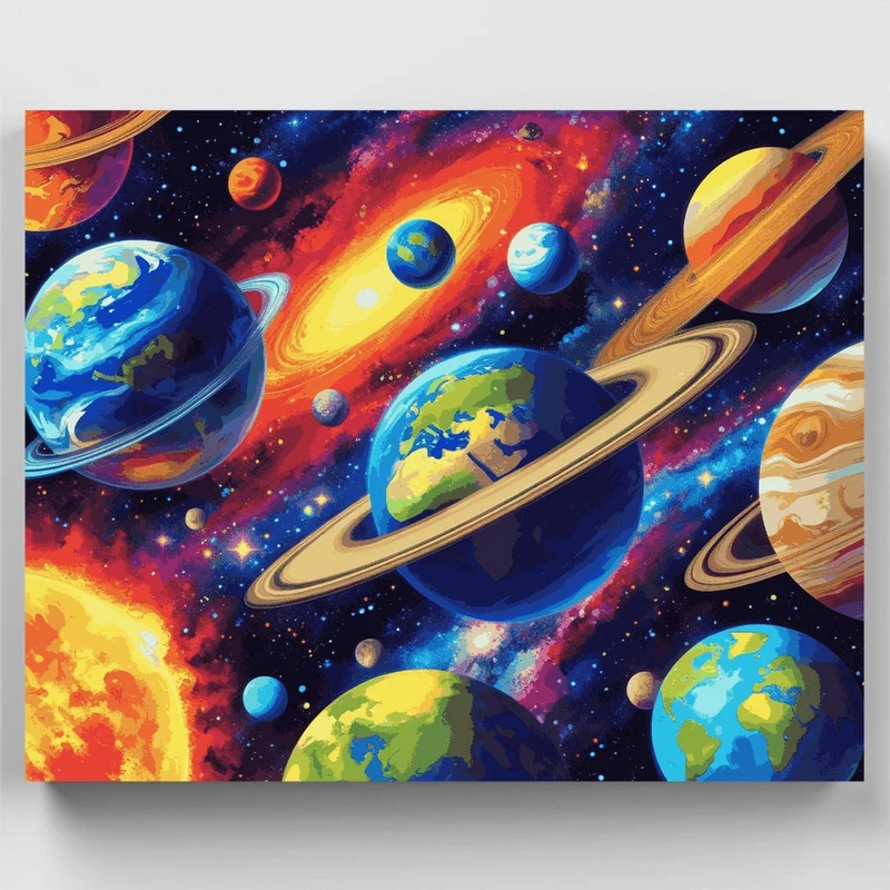 Vibrant Solar System - Paint by Numbers Kit