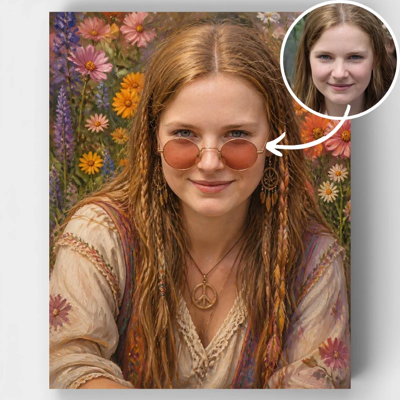 Bohemian Flower Child - Custom Paint by Numbers Kit