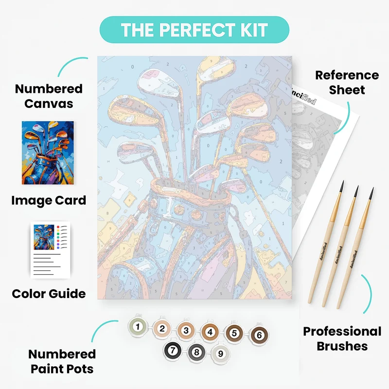 Vibrant Golf Clubs - Paint by Numbers Kit