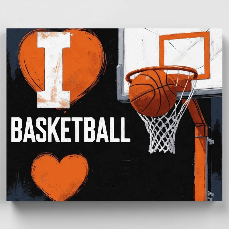 Illinois Basketball Love - Paint by Numbers Kit