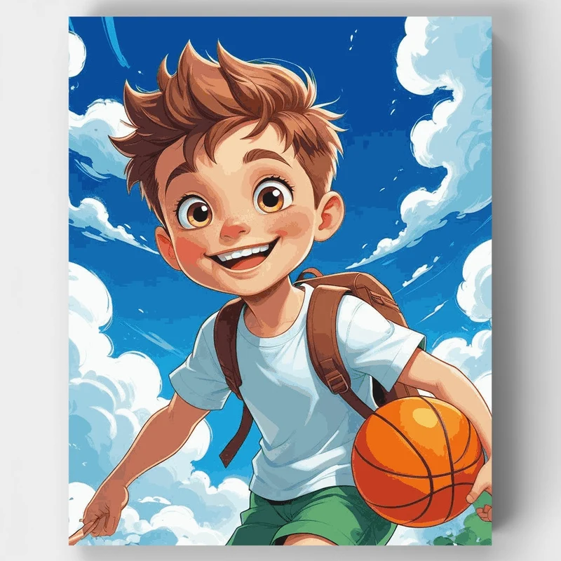 Joyful Basketball Adventure - Paint by Numbers Kit
