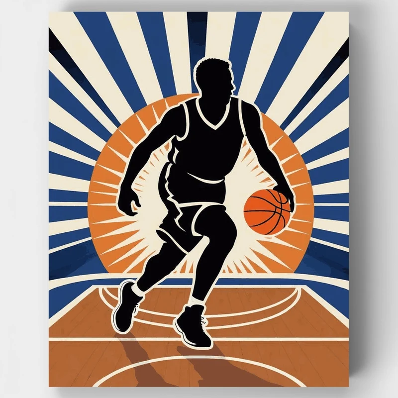 Basketball Player Silhouette - Paint by Numbers Kit