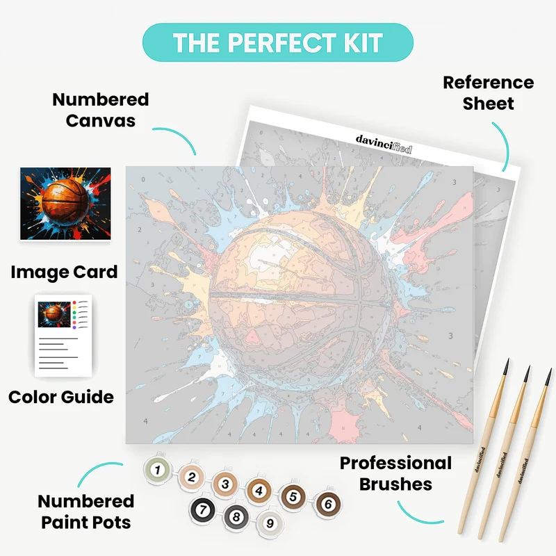 Vibrant Basketball Splash - Paint by Numbers Kit