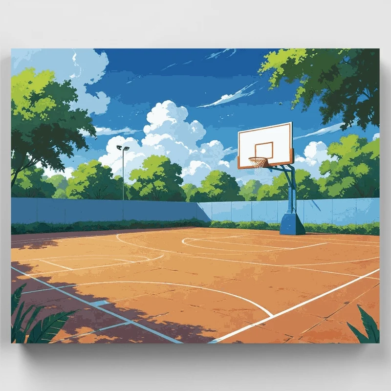 Serene Basketball Court - Paint by Numbers Kit