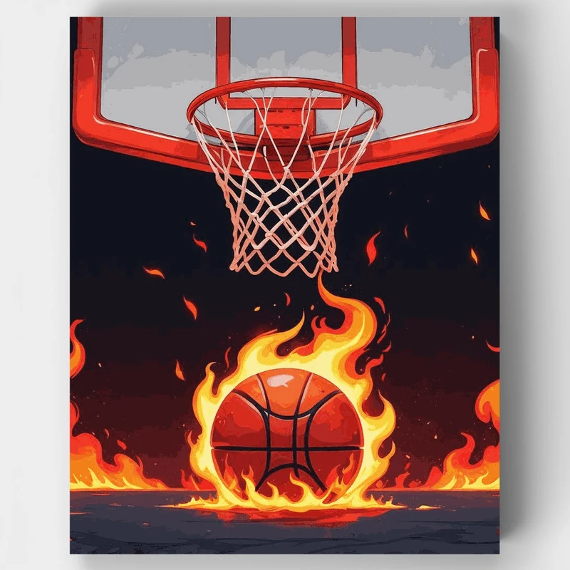 Flaming Basketball Hoop - Paint by Numbers Kit