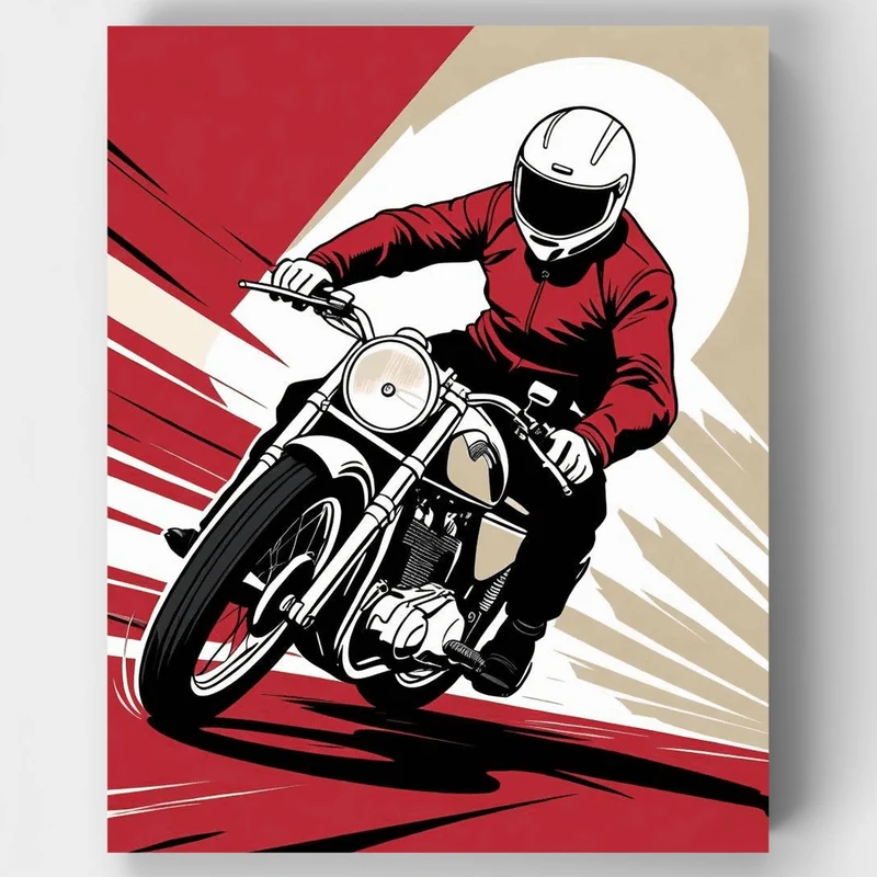 Vintage Motorcycle Racer - Paint by Numbers Kit
