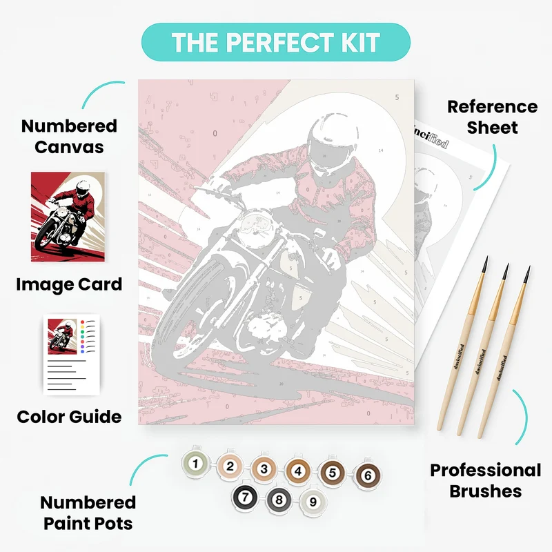 Vintage Motorcycle Racer - Paint by Numbers Kit