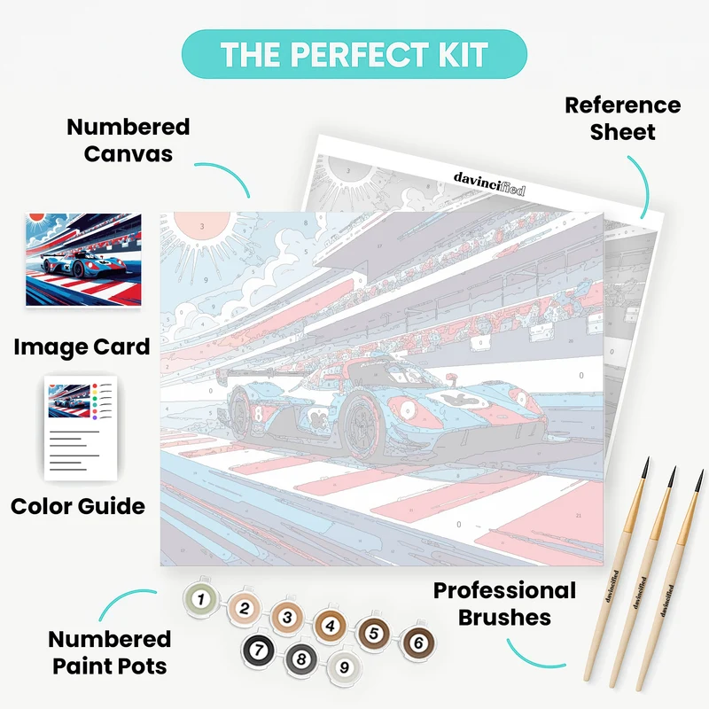 Racing Car on Track - Paint by Numbers Kit