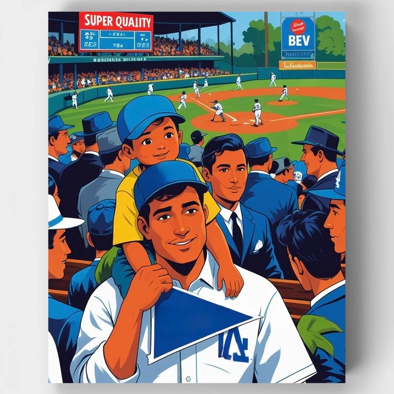 Father and Son in a Baseball Game - Paint by Numbers Kit