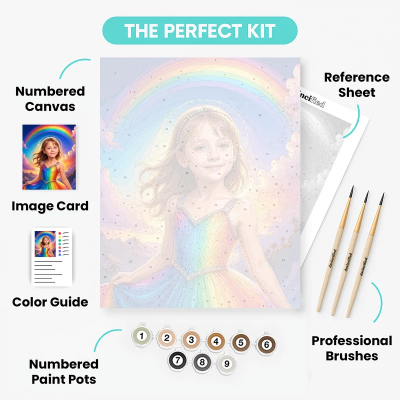 Rainbow Princess - Custom Paint by Numbers Kit