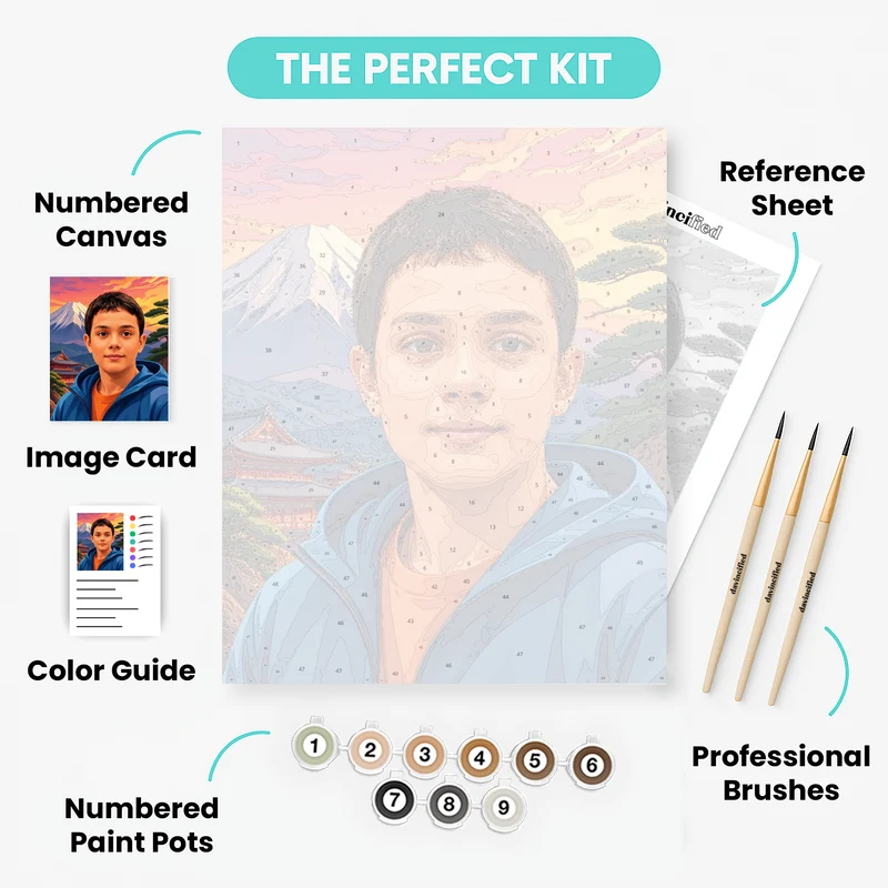 Japanese Mountain Adventure - Custom Paint by Numbers Kit