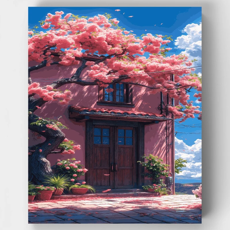 Cherry Blossom House - Paint by Numbers Kit