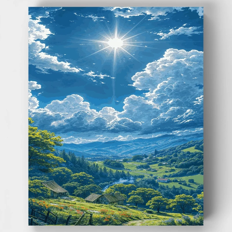 Sunlit Mountain Valley - Paint by Numbers Kit