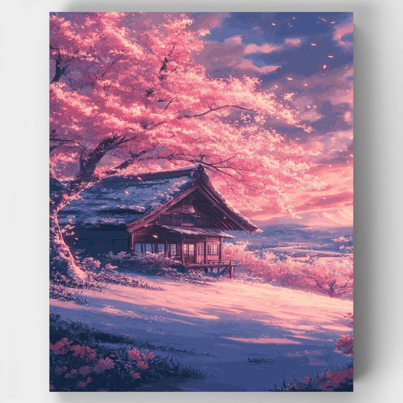 Cherry Blossom Temple - Paint by Numbers Kit
