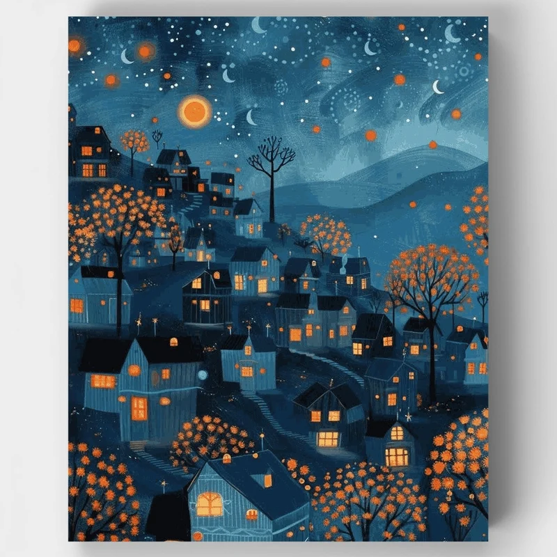 Moonlit Village - Paint by Numbers Kit