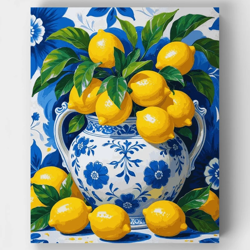Blue and Yellow Lemons - Paint by Numbers Kit