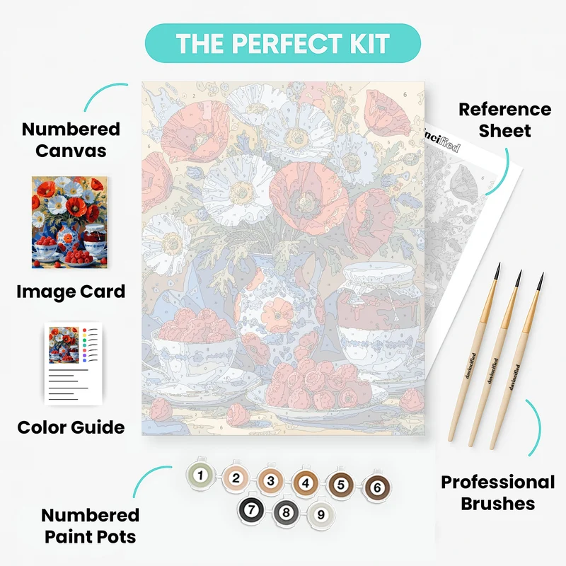 Red Poppies and Raspberries - Paint by Numbers Kit