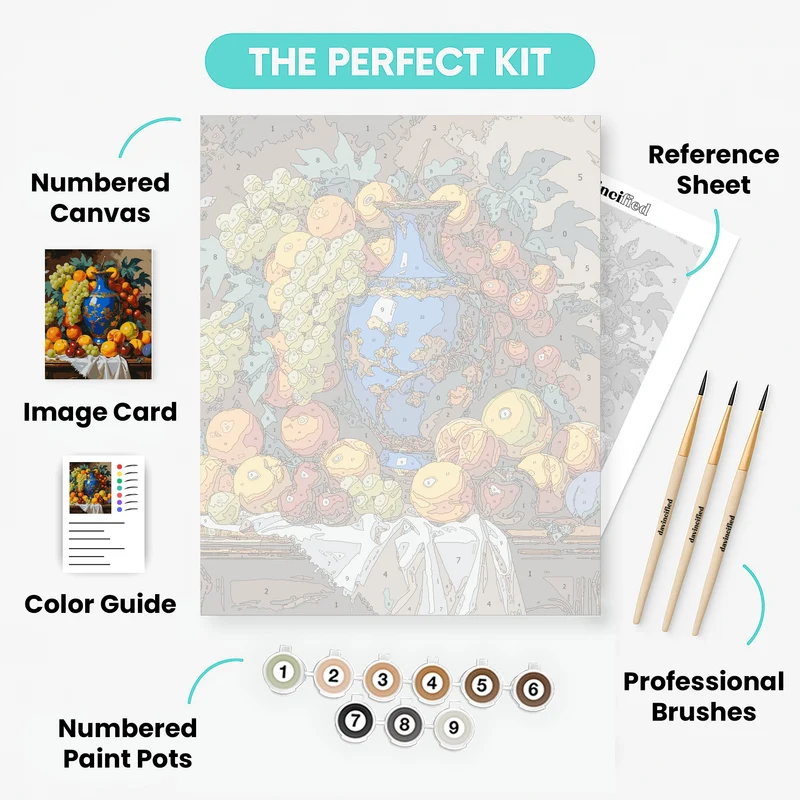 Classic Fruit and Blue Vase - Paint by Numbers Kit