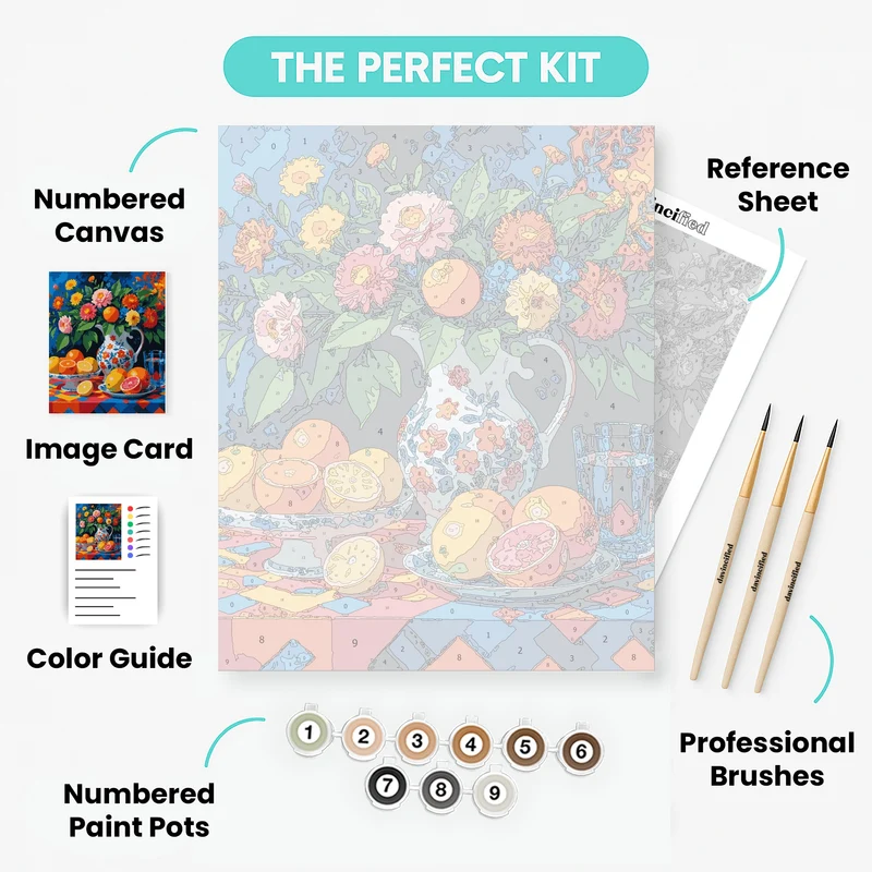 Vibrant Citrus and Flowers - Paint by Numbers Kit