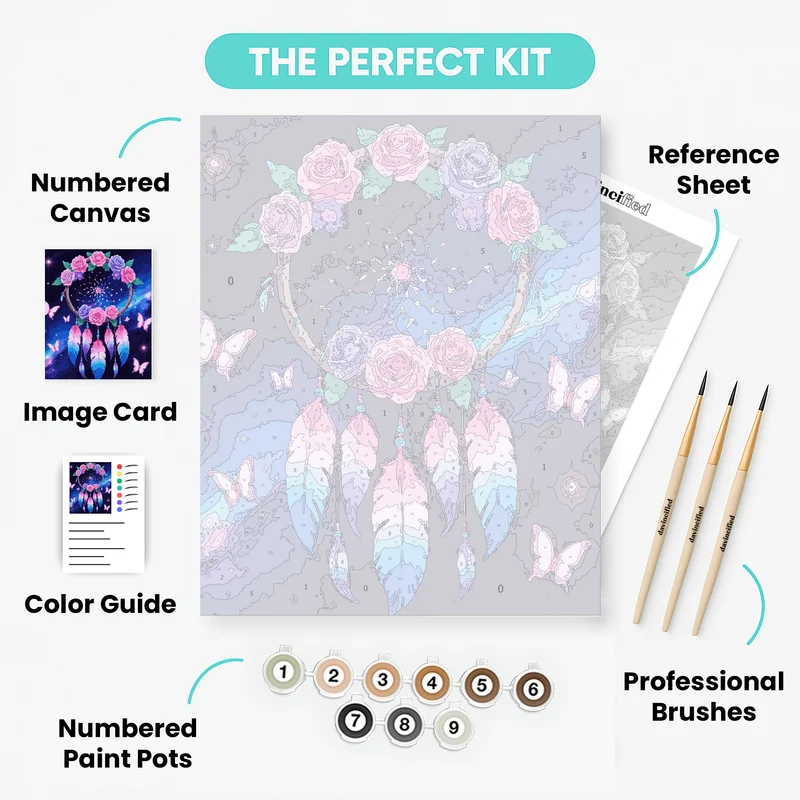 Mystical Dream Catcher with Roses - Paint by Numbers Kit