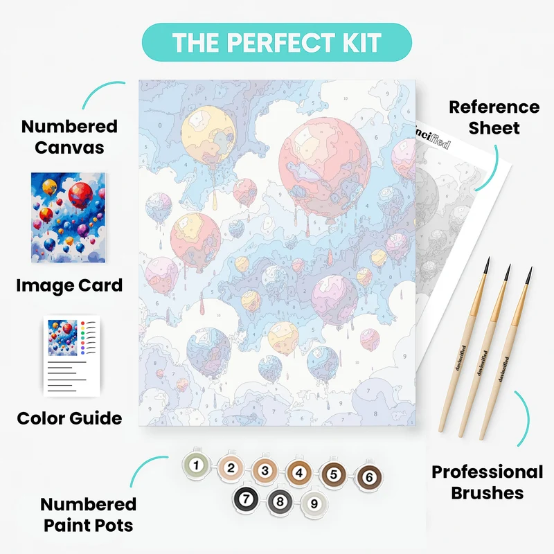 Melting Balloons in the Sky - Paint by Numbers Kit