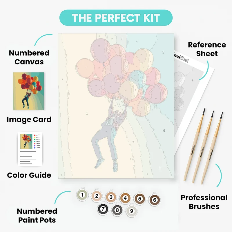 Floating with Balloons - Paint by Numbers Kit
