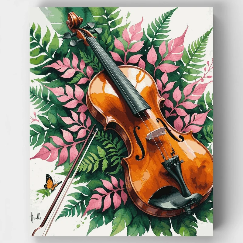 Violin and Ferns - Paint by Numbers Kit
