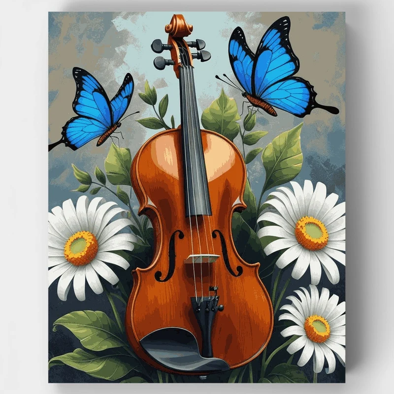 Violin and Butterflies - Paint by Numbers Kit