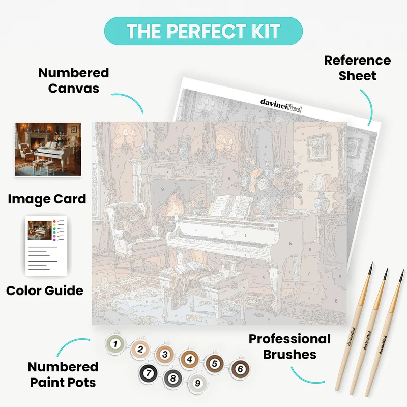 Fireside Piano Elegance - Paint by Numbers Kit
