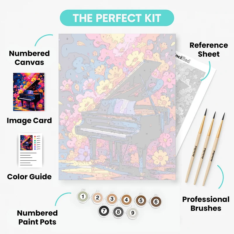 Vibrant Piano Bloom - Paint by Numbers Kit