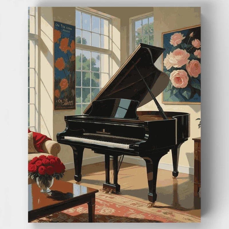 Elegant Piano Room - Paint by Numbers Kit