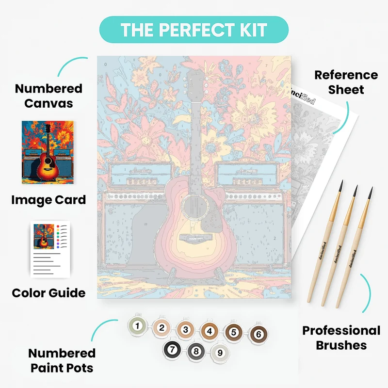 Vibrant Guitar and Amplifiers - Paint by Numbers Kit