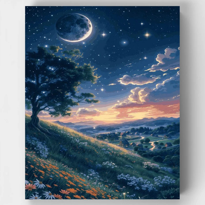 "Soft Glow of Midnight: A Tranquil Art Escape by LofiArtLoft"