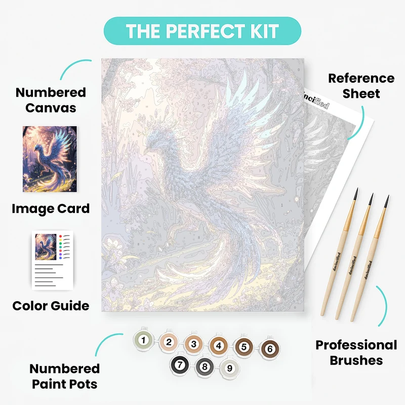 "Mystical Phoenix Glow: A Fantasy Coloring Kit by LofiArtLoft"