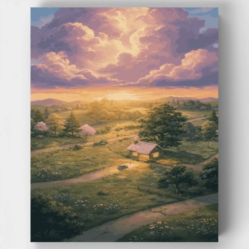 "Evening Calm in the Countryside" Paint by Numbers Kit