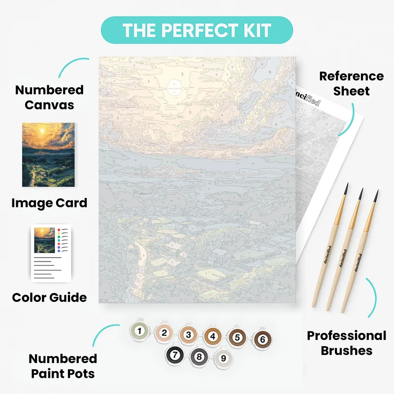 "Evening Calm in the Countryside" Paint by Numbers Kit