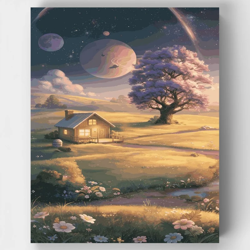 "Cosmic Meadow Retreat" Paint by Numbers Kit