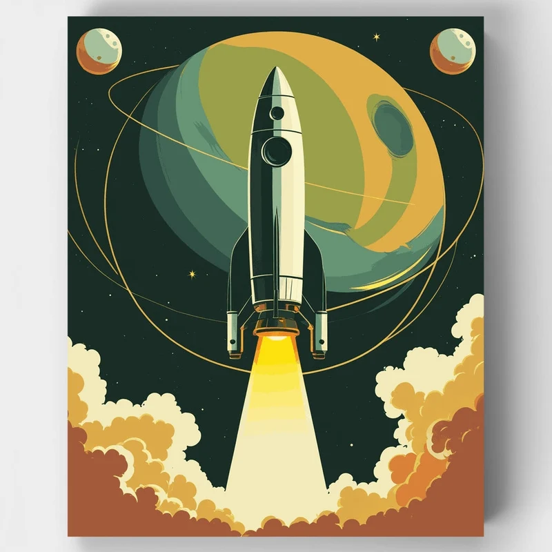 Rocket Launch to Space - Paint by Numbers Kit