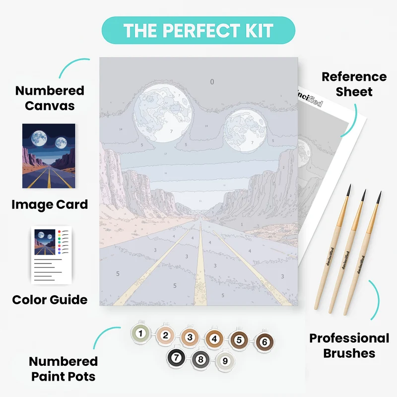 Dual Moon Highway - Paint by Numbers Kit