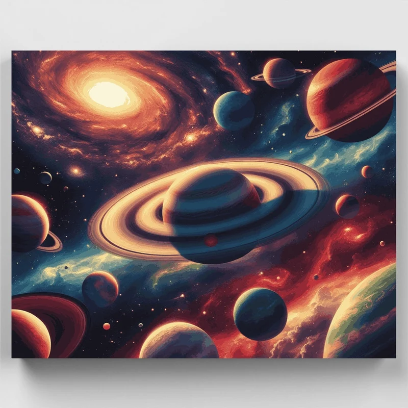 Cosmic Planets and Galaxy - Paint by Numbers Kit