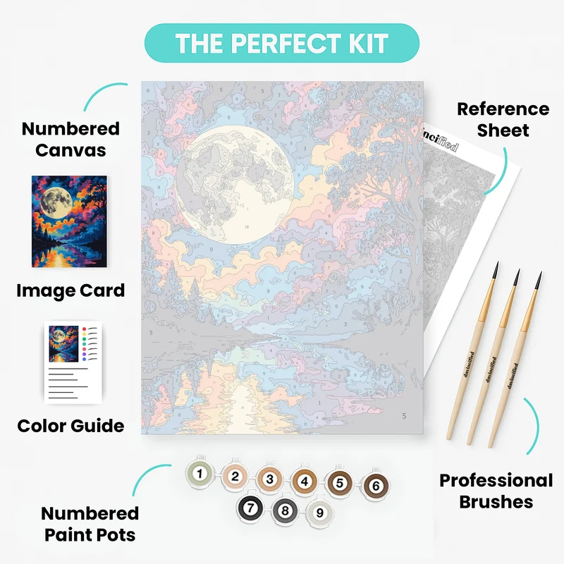 Colorful Moon Reflection - Paint by Numbers Kit