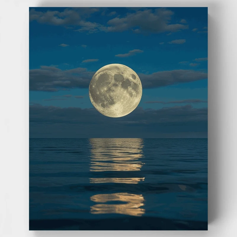 Full Moon Over Ocean - Paint by Numbers Kit